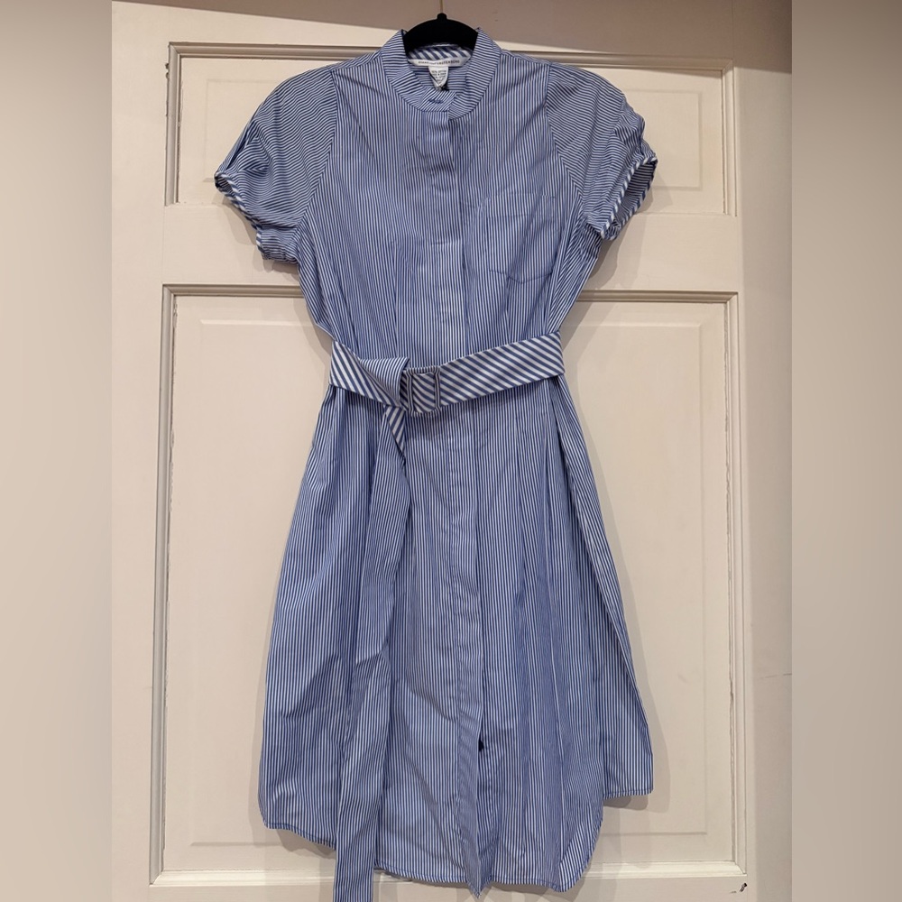Diane Von Furstenberg Blue and White Pin Striped Dress